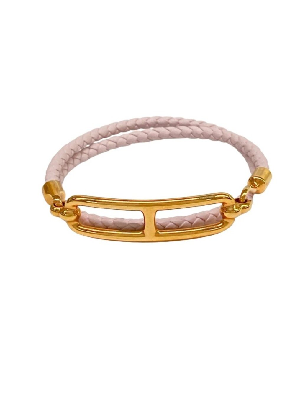 Hermes Bracelet Roulis Double Tour Leather Light Pink Gold